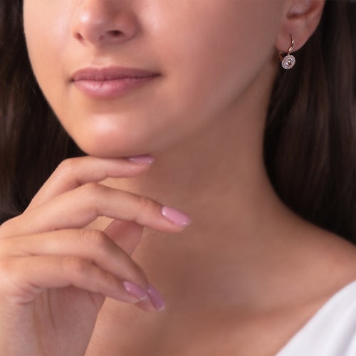 Kolczyki Savicki: różowe złoto, morganity, diamenty